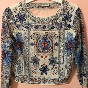 Zara women Beaded Floral Embroidered Top